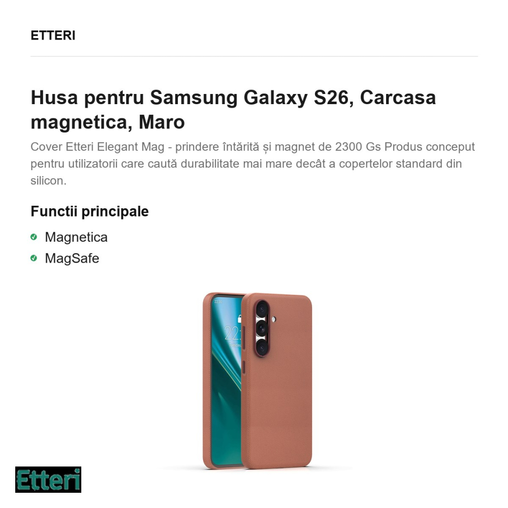 Husa Etteri Elegant Mag pentru Samsung Galaxy S26, Carcasa magnetica, Maro [2]