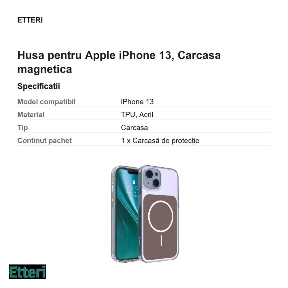 Husa Etteri Hidden Pearl pentru Apple iPhone 13, Carcasa magnetica, Maro [3]
