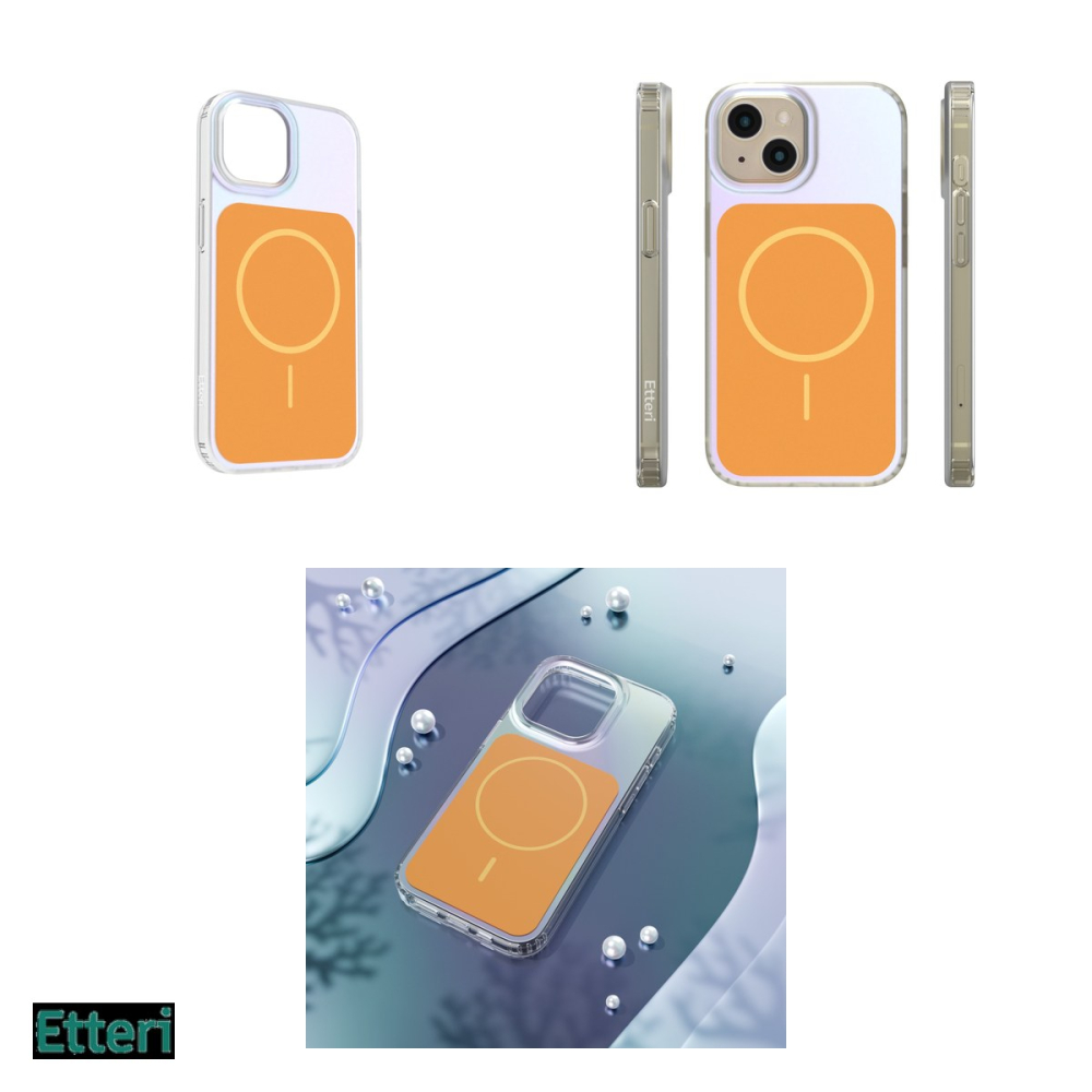 Husa Etteri Hidden Pearl pentru Apple iPhone 15, Carcasa magnetica, Portocaliu [4]