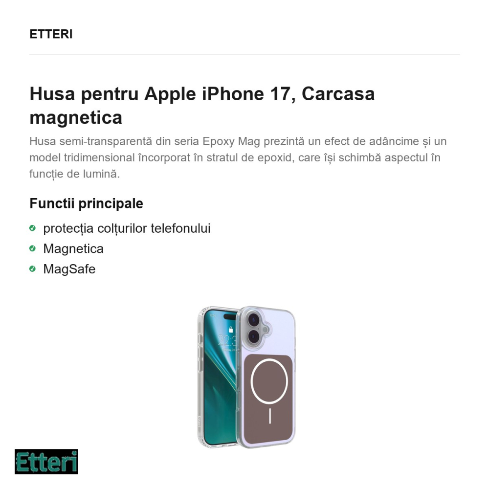 Husa Etteri Hidden Pearl pentru Apple iPhone 17, Carcasa magnetica, Maro [2]
