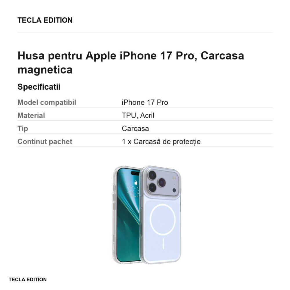 Husa Etteri Hidden Pearl pentru Apple iPhone 17 Pro, Carcasa magnetica, Albastru deschis [3]
