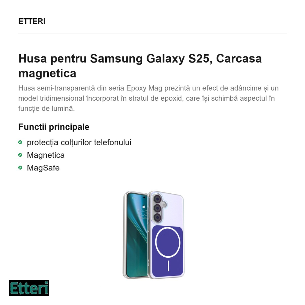 Husa Etteri Hidden Pearl pentru Samsung Galaxy S25, Carcasa magnetica, Albastru inchis [2]