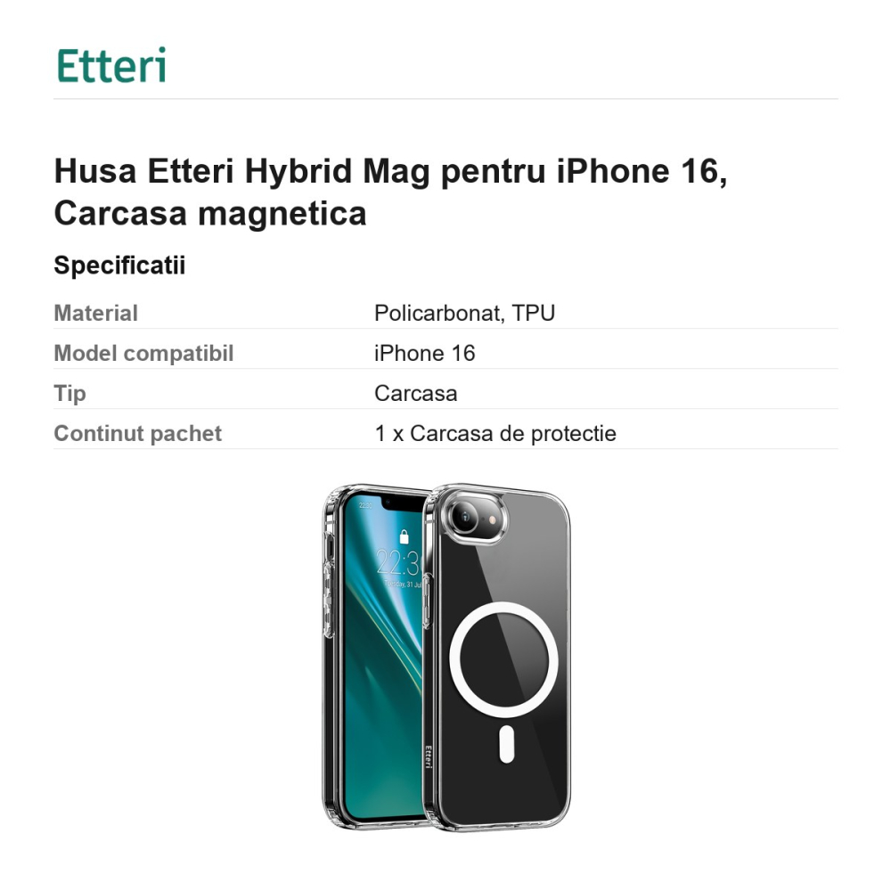 Husa Etteri Hybrid Mag pentru iPhone 16, Carcasa magnetica [3]