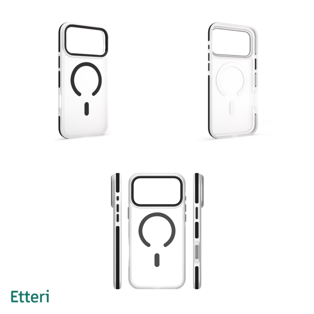 Husa Etteri Icy Mag pentru iPhone 17 Pro Max, Carcasa magnetica, protectie telefonica, marginile antiderapante, buton metalic, TPU (poliuretan termoplastic), PC, Negru [4]