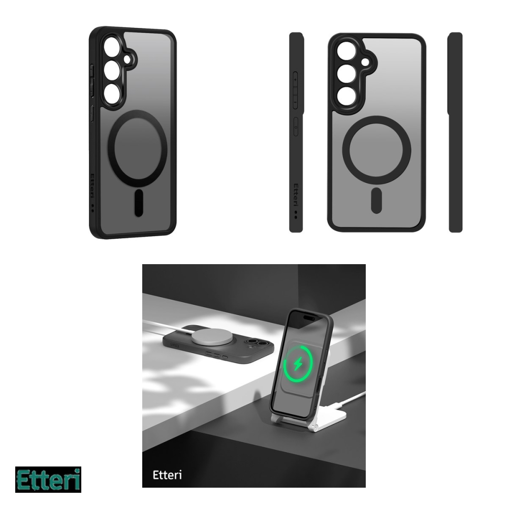 Husa Etteri Matt Mag pentru Samsung Galaxy S25, Carcasa magnetica, Negru [4]