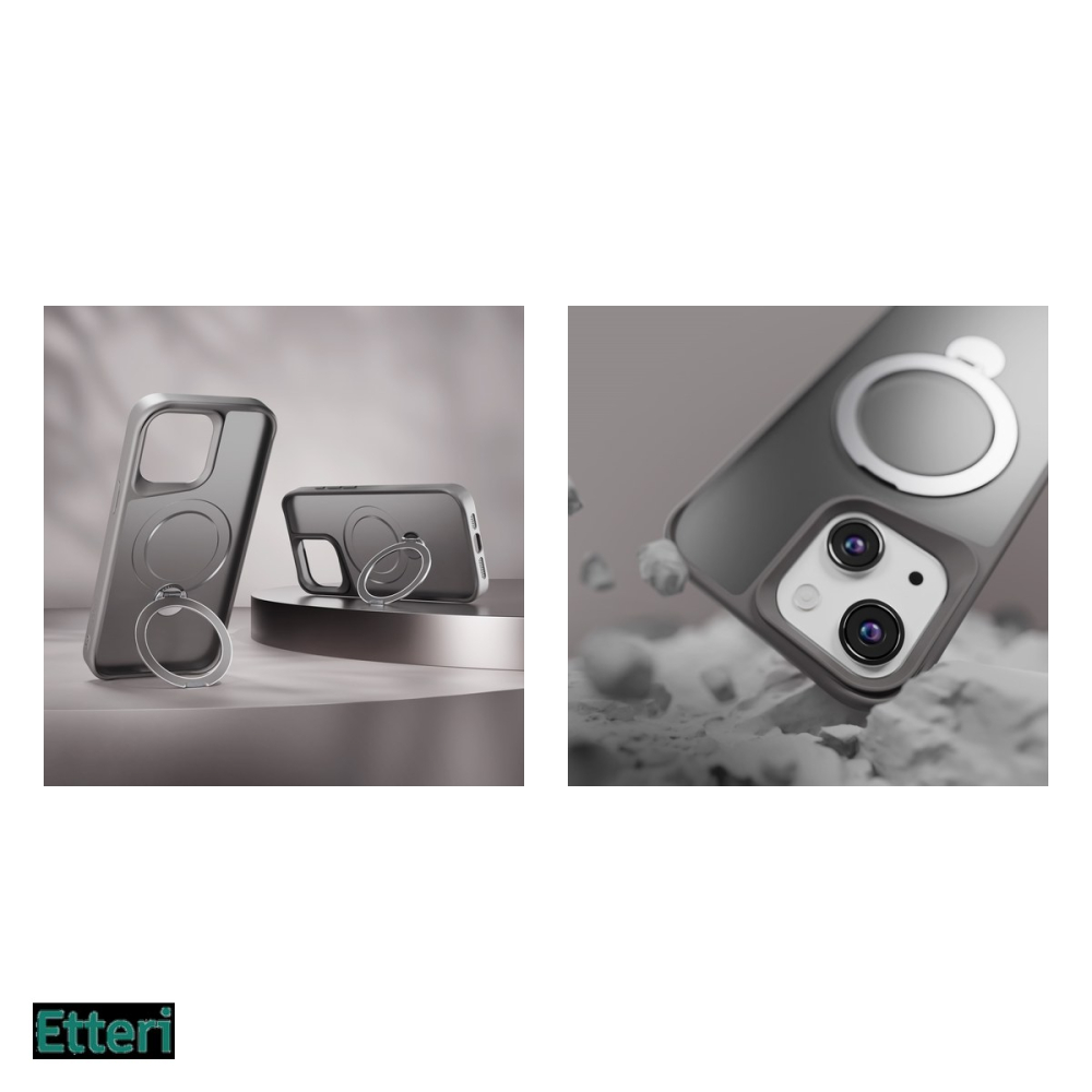 Husa Etteri Matt Mag Ring pentru Apple iPhone 12 Pro, iPhone 12, Carcasa magnetica, Gri [5]