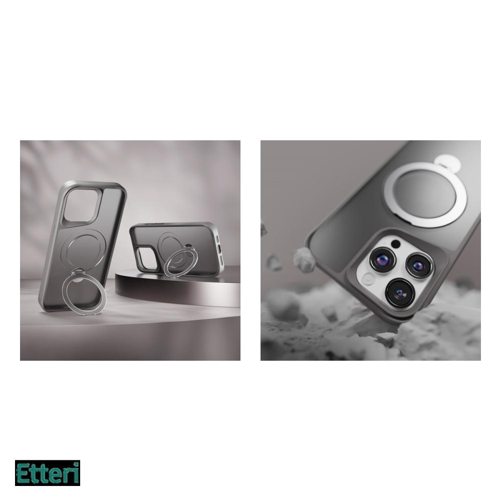 Husa Etteri Matt Mag Ring pentru Apple iPhone 15 Pro, Carcasa magnetica, Gri [5]