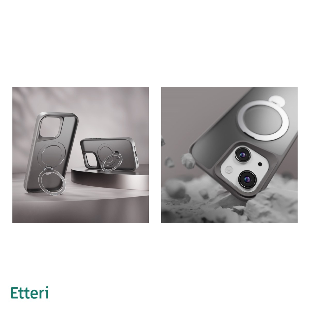 Husa Etteri Matt Mag Ring pentru iPhone 14, Carcasa magnetica, Gri [5]