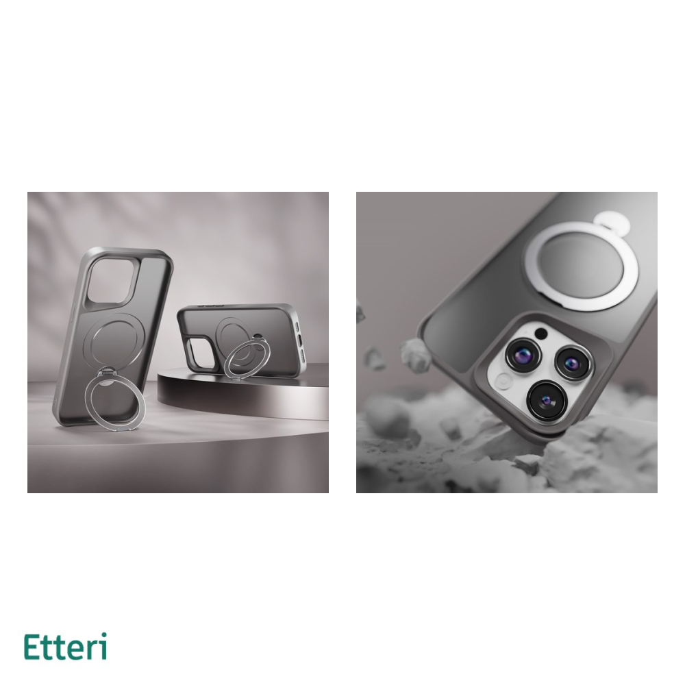 Husa Etteri Matt Mag Ring pentru iPhone 14 Pro, Carcasa magnetica, Gri [5]