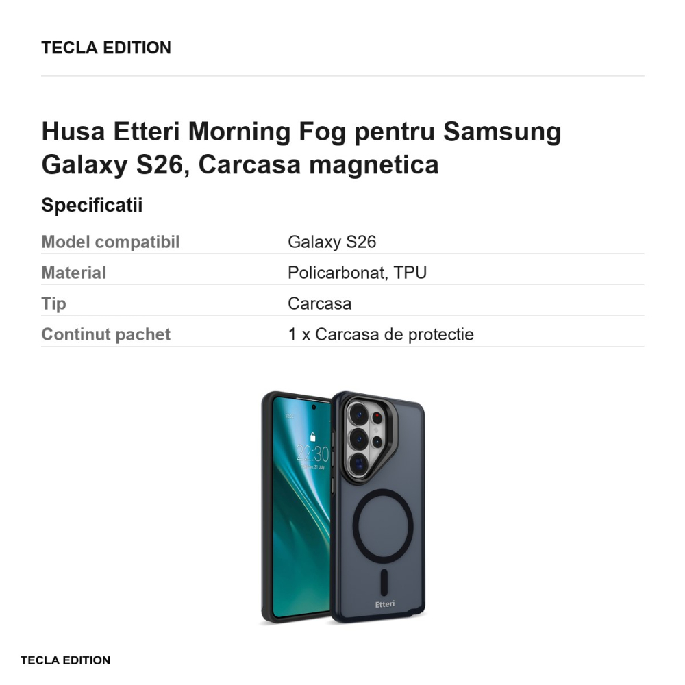 Husa Etteri Morning Fog pentru Samsung Galaxy S26, Carcasa magnetica, Negru [3]