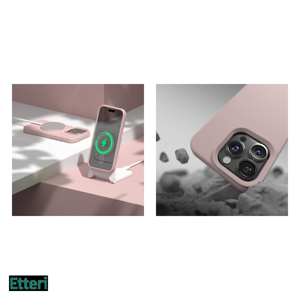 Husa Etteri Silicone Mag pentru Apple iPhone 12, iPhone 12 Pro, Carcasa magnetica, Roz [5]