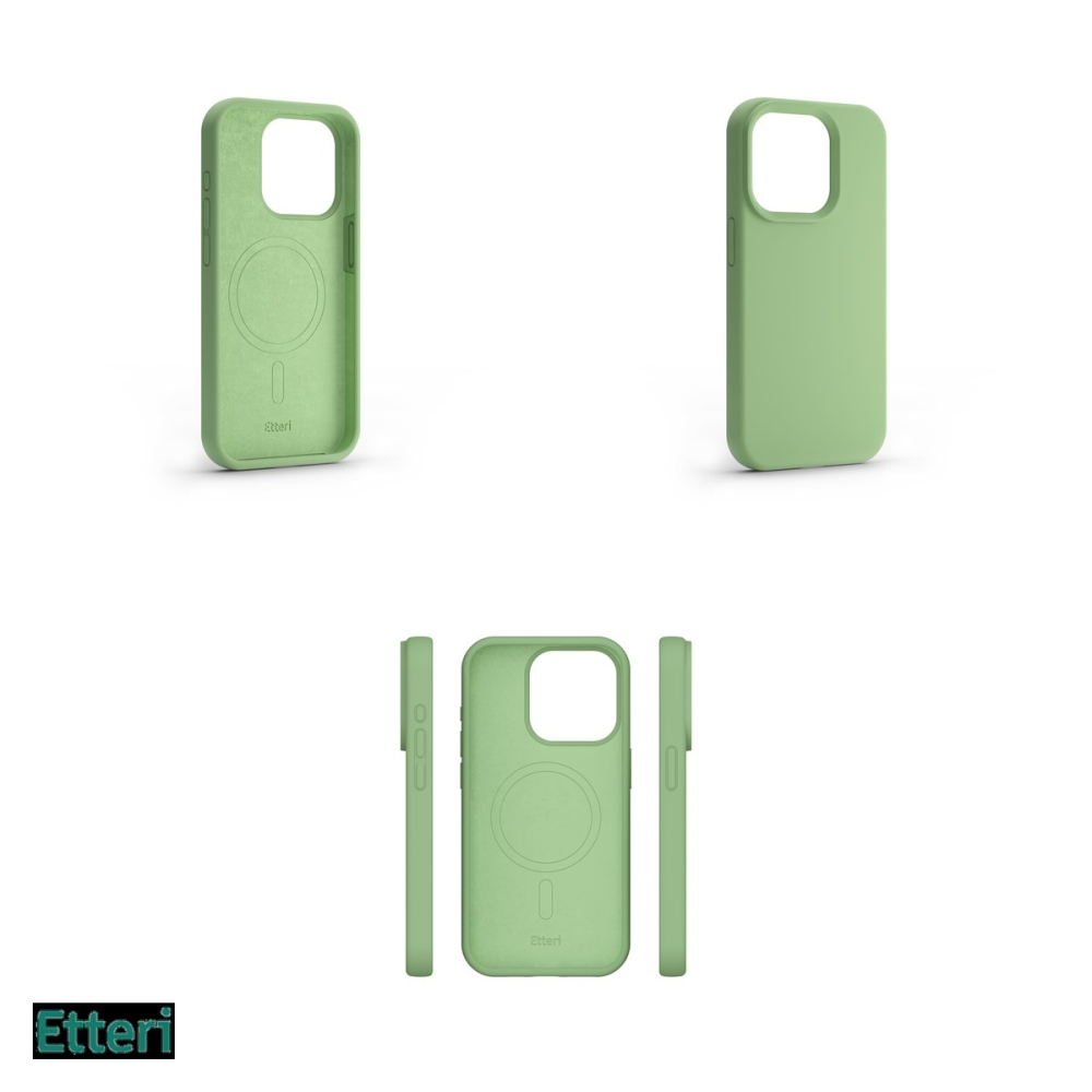 Husa Etteri Silicone Mag pentru Apple iPhone 14, Carcasa magnetica, Verde [4]