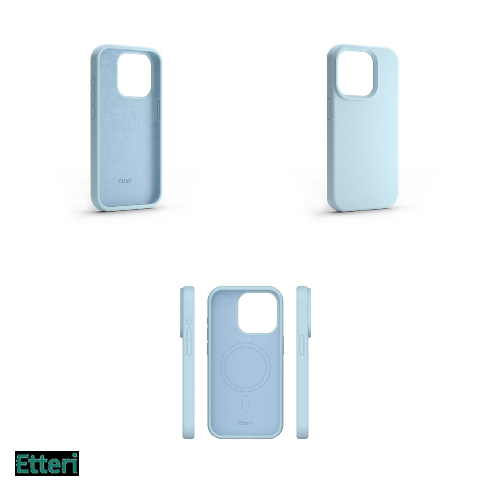 Husa Etteri Silicone Mag pentru Apple iPhone 15 Pro, Carcasa magnetica, Albastru [4]