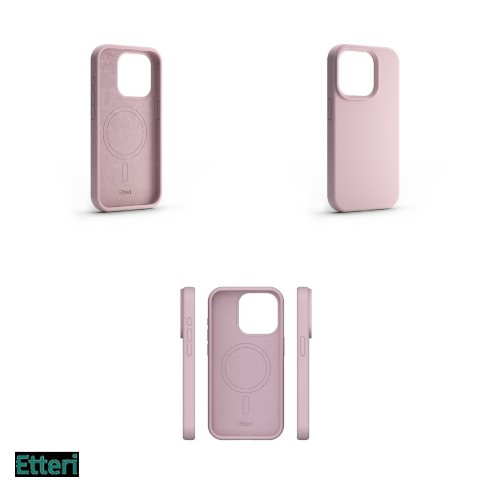 Husa Etteri Silicone Mag pentru Apple iPhone 15 Pro, Carcasa magnetica, Roz [4]