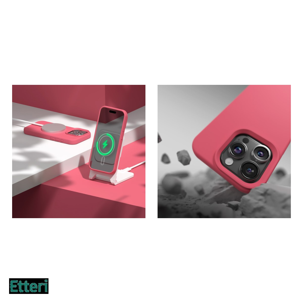 Husa Etteri Silicone Mag pentru Apple iPhone 15 Pro Max, Carcasa magnetica, Rosu [5]
