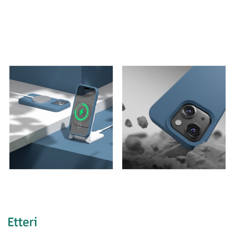 Husa Etteri Silicone Mag pentru iPhone 13, Carcasa magnetica, Albastru [5]