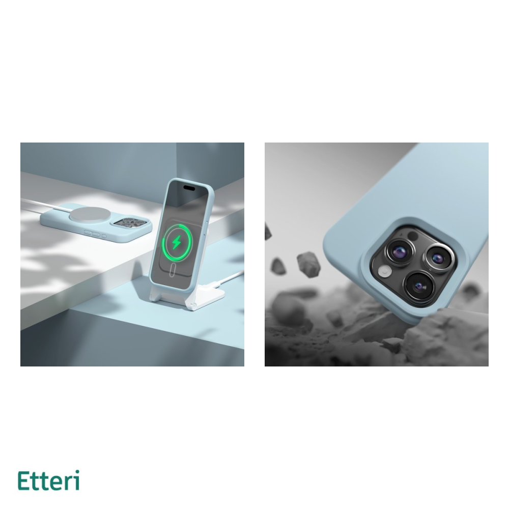 Husa Etteri Silicone Mag pentru iPhone 15 Pro Max, Carcasa magnetica, Albastru [5]