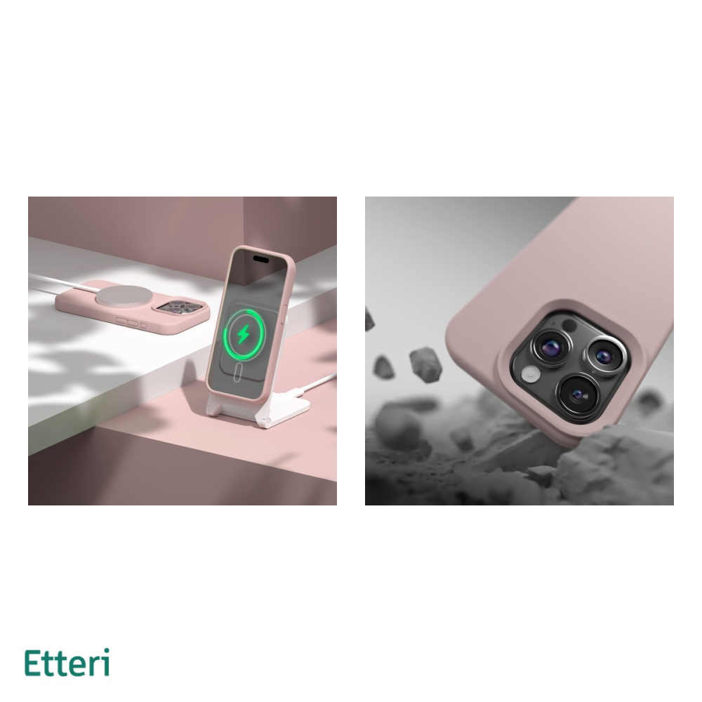 Husa Etteri Silicone Mag pentru iPhone 15 Pro Max, Carcasa magnetica, Roz [5]
