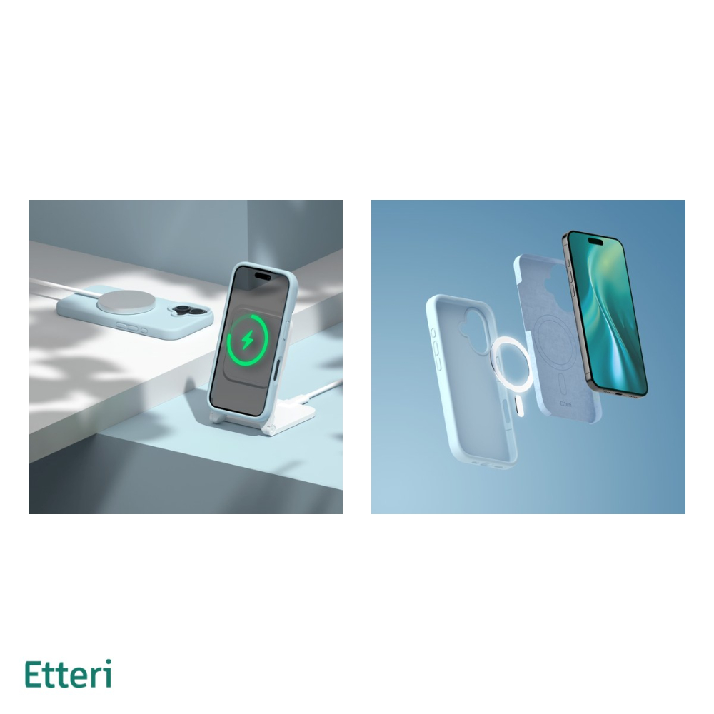 Husa Etteri Silicone Mag pentru iPhone 17, Carcasa magnetica, Albastru [5]