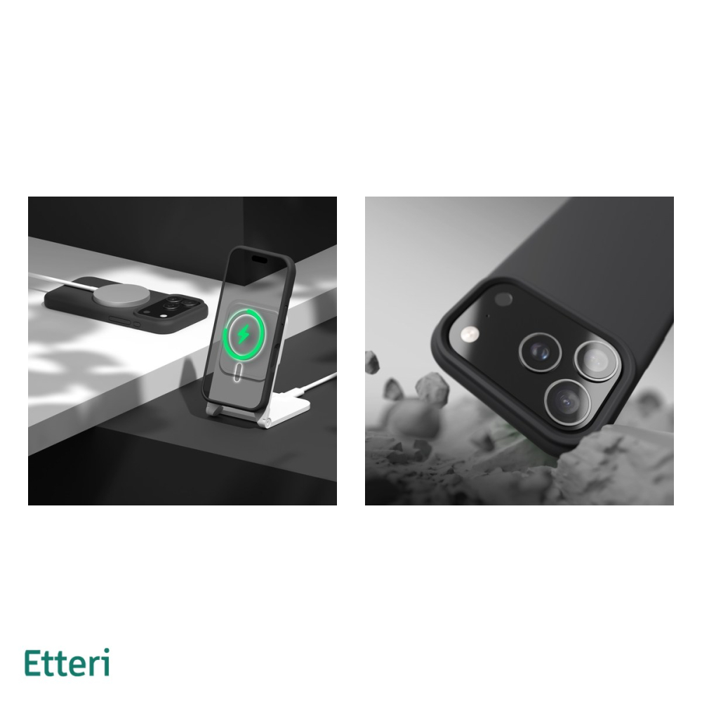 Husa Etteri Silicone Mag pentru iPhone 17 Pro, Carcasa magnetica, Negru [5]