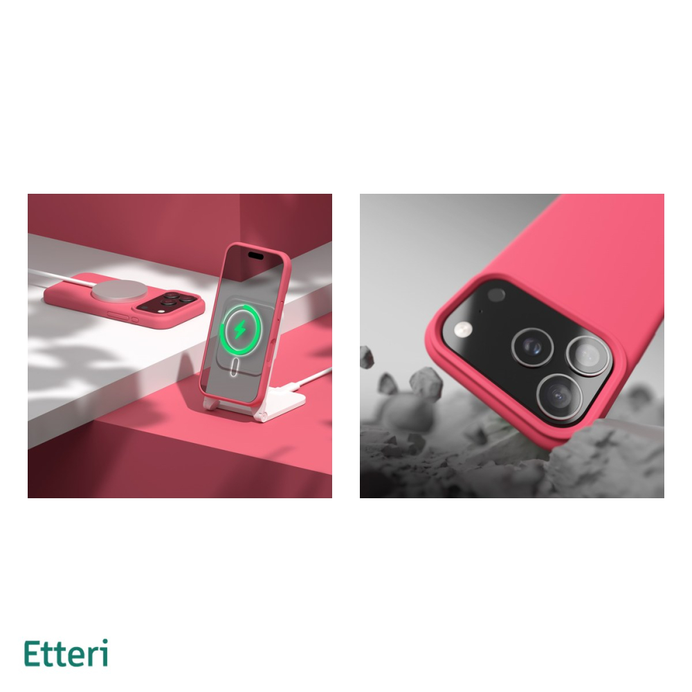 Husa Etteri Silicone Mag pentru iPhone 17 Pro Max, Carcasa magnetica, Rosu [5]