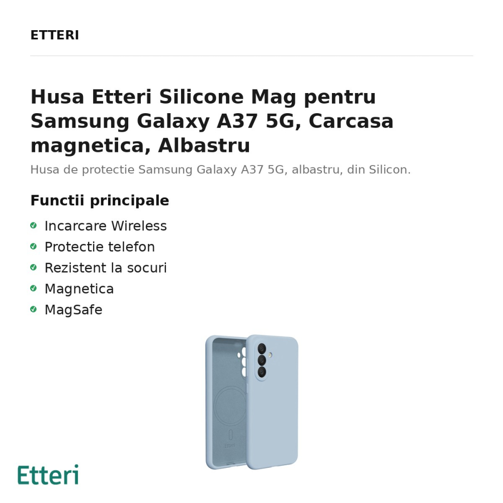 Husa Etteri Silicone Mag pentru Samsung Galaxy A37 5G, Carcasa magnetica, Albastru [2]