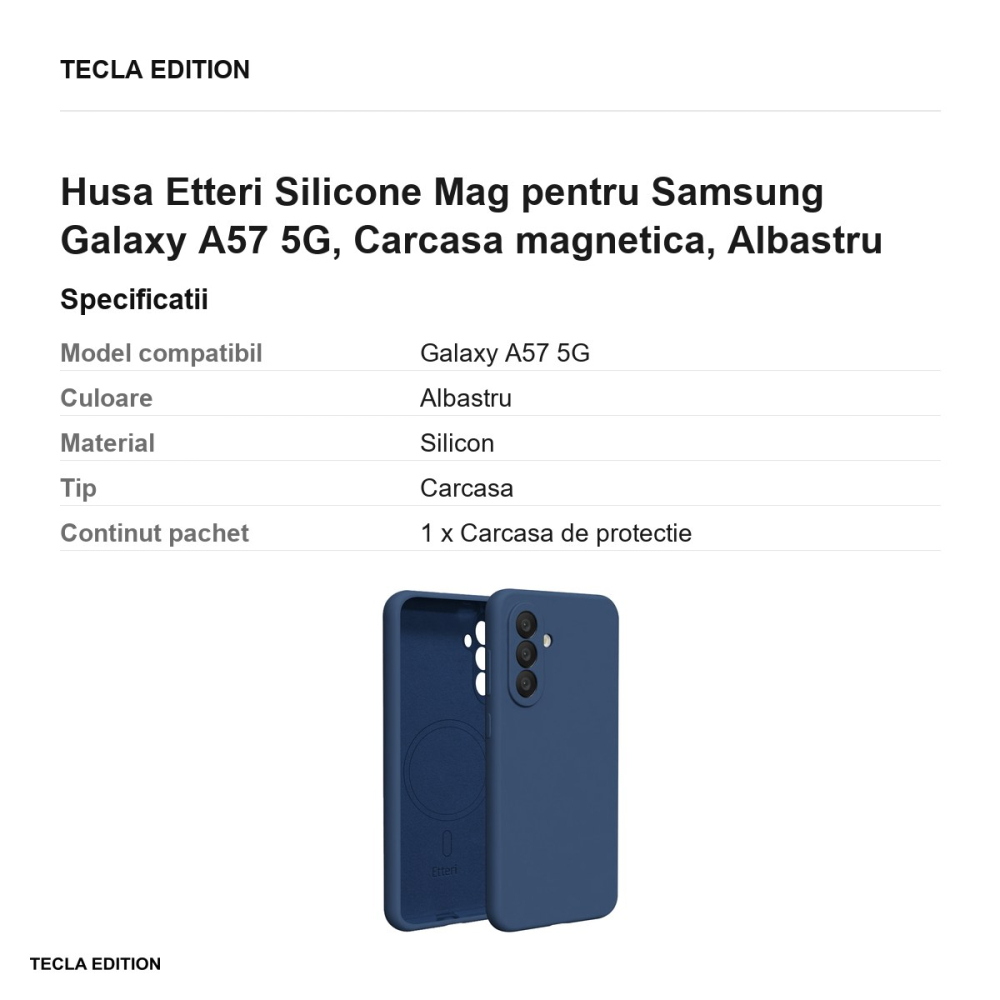 Husa Etteri Silicone Mag pentru Samsung Galaxy A57 5G, Carcasa magnetica, Albastru [3]