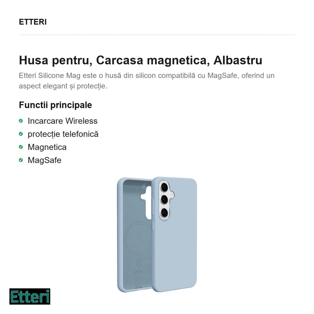 Husa Etteri Silicone Mag pentru Samsung Galaxy S25, Carcasa magnetica, Albastru [2]