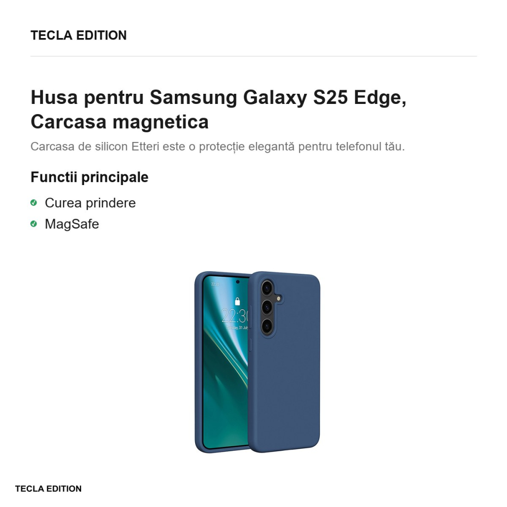 Husa Etteri Silicone Mag pentru Samsung Galaxy S25 Edge, Carcasa magnetica, Albastru inchis [2]
