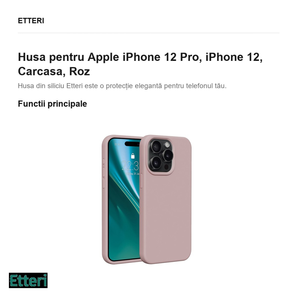 Husa Etteri Silicone pentru Apple iPhone 12 Pro, iPhone 12, Carcasa, Roz [2]