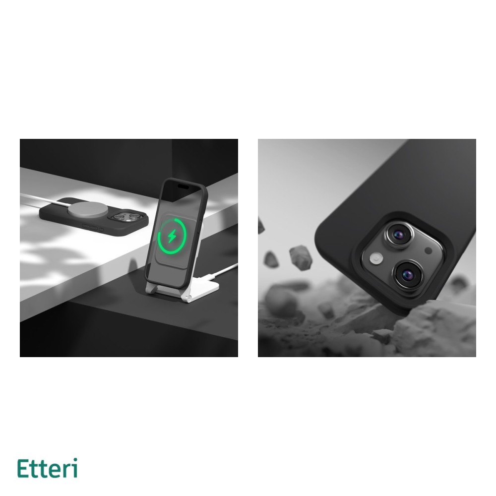 Husa Etteri Silicone pentru iPhone 14, Carcasa, Negru [5]