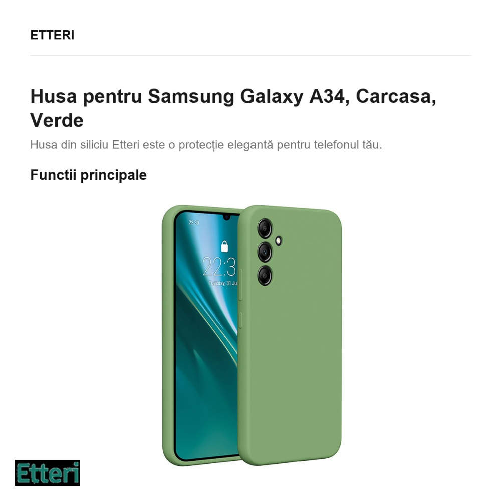 Husa Etteri Silicone pentru Samsung Galaxy A34, Carcasa, Verde [2]
