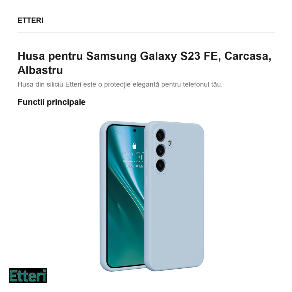 Husa Etteri Silicone pentru Samsung Galaxy S23 FE, Carcasa, Albastru [2]