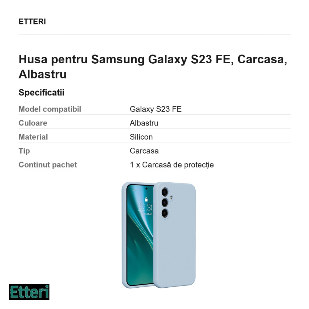 Husa Etteri Silicone pentru Samsung Galaxy S23 FE, Carcasa, Albastru [3]