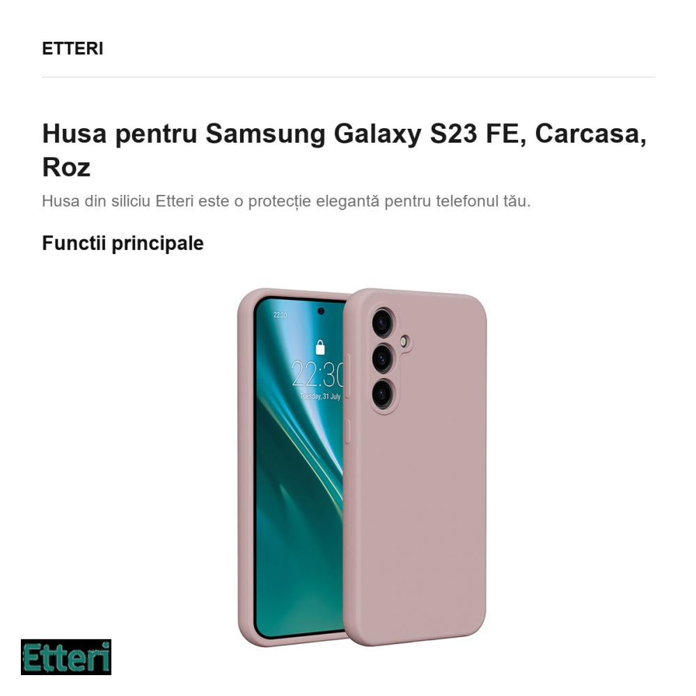 Husa Etteri Silicone pentru Samsung Galaxy S23 FE, Carcasa, Roz [2]