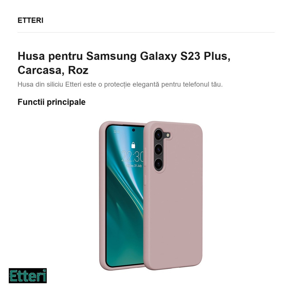 Husa Etteri Silicone pentru Samsung Galaxy S23 Plus, Carcasa, Roz [2]