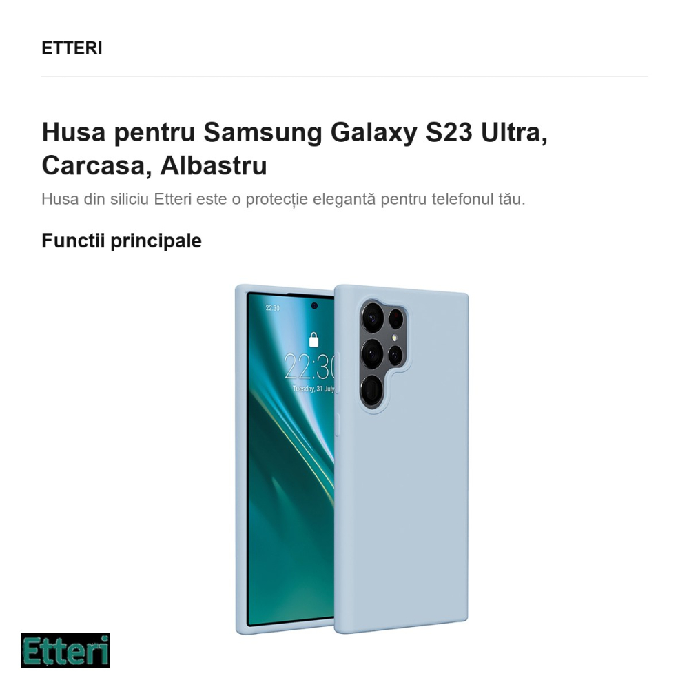 Husa Etteri Silicone pentru Samsung Galaxy S23 Ultra, Carcasa, Albastru [2]