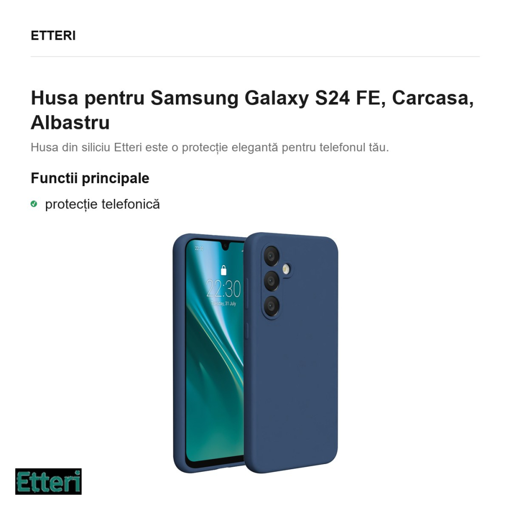 Husa Etteri Silicone pentru Samsung Galaxy S24 FE, Carcasa, Albastru [2]