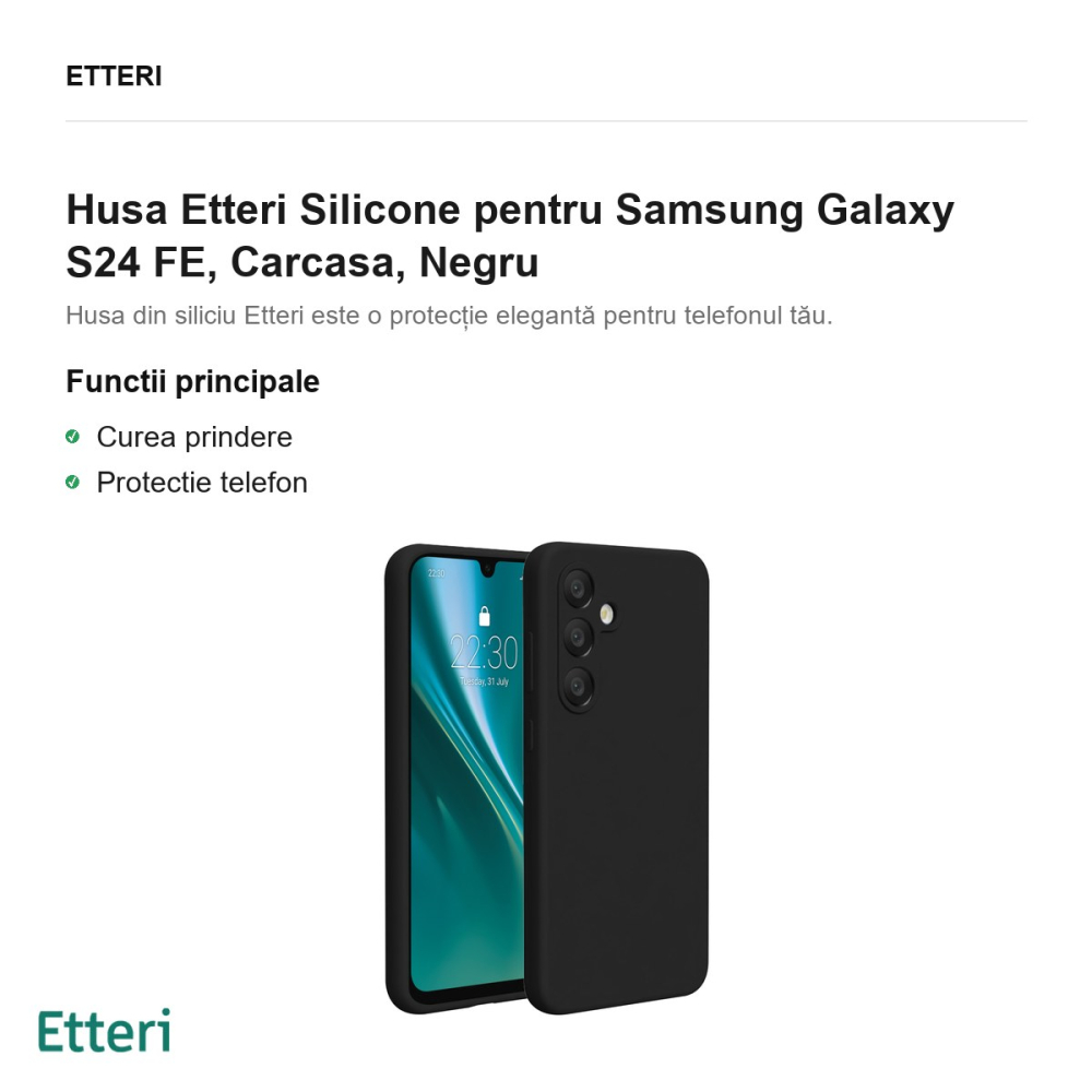 Husa Etteri Silicone pentru Samsung Galaxy S24 FE, Carcasa, Negru [2]