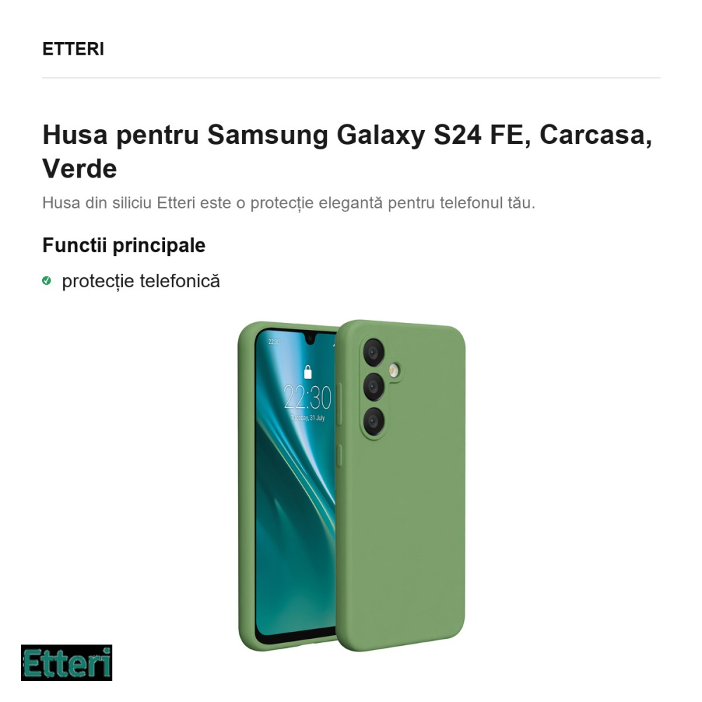 Husa Etteri Silicone pentru Samsung Galaxy S24 FE, Carcasa, Verde [2]