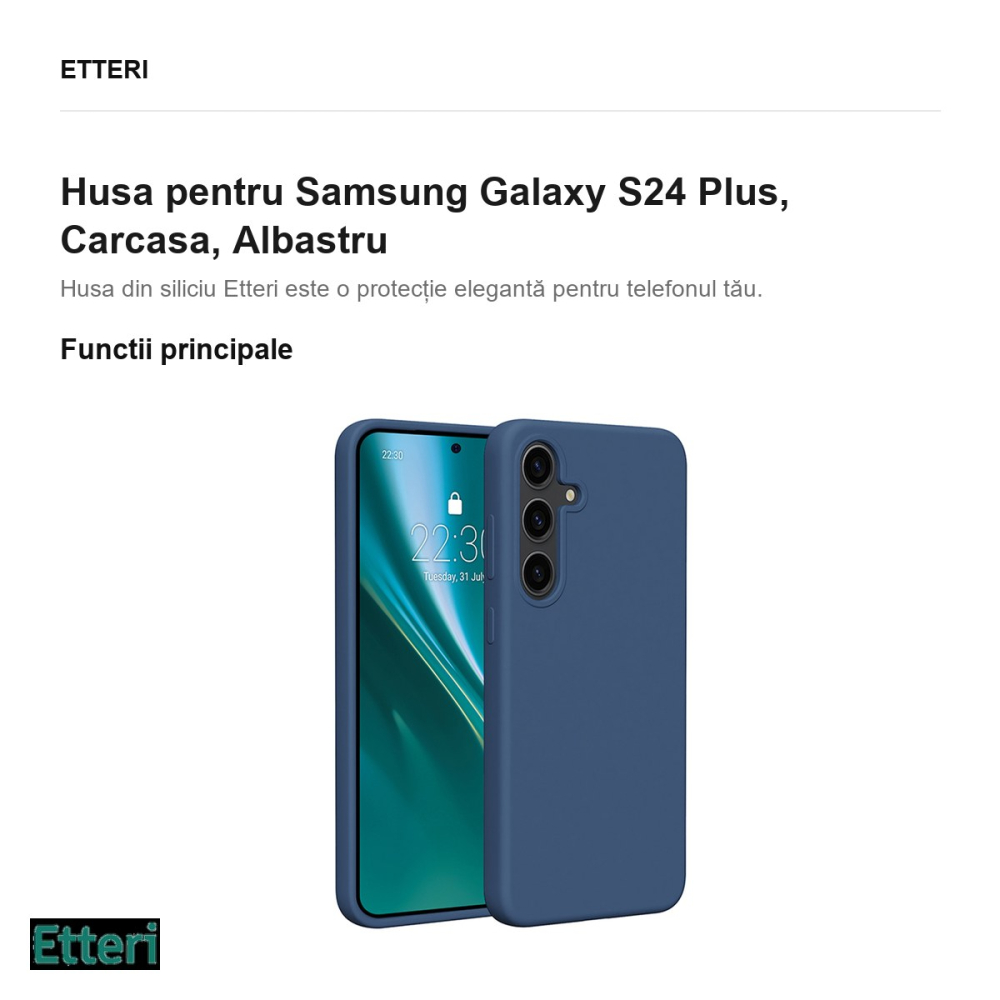 Husa Etteri Silicone pentru Samsung Galaxy S24 Plus, Carcasa, Albastru [2]