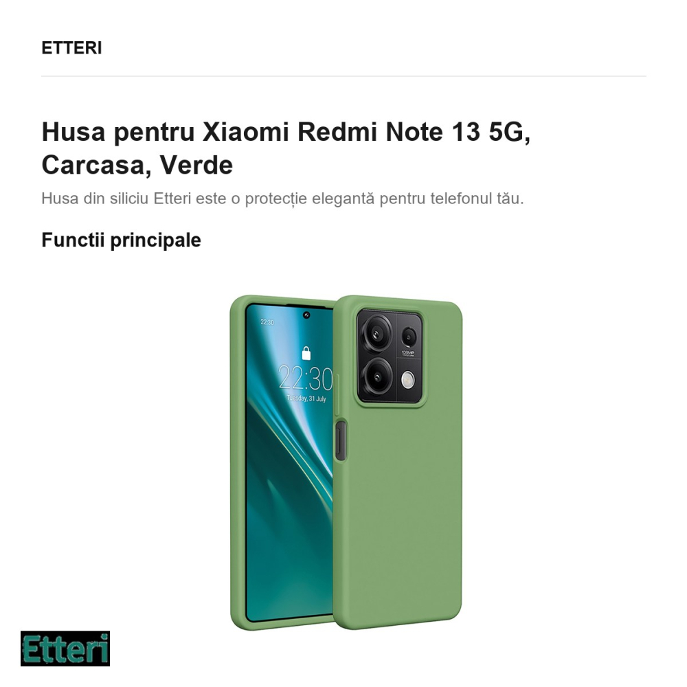 Husa Etteri Silicone pentru Xiaomi Redmi Note 13 5G, Carcasa, Verde [2]