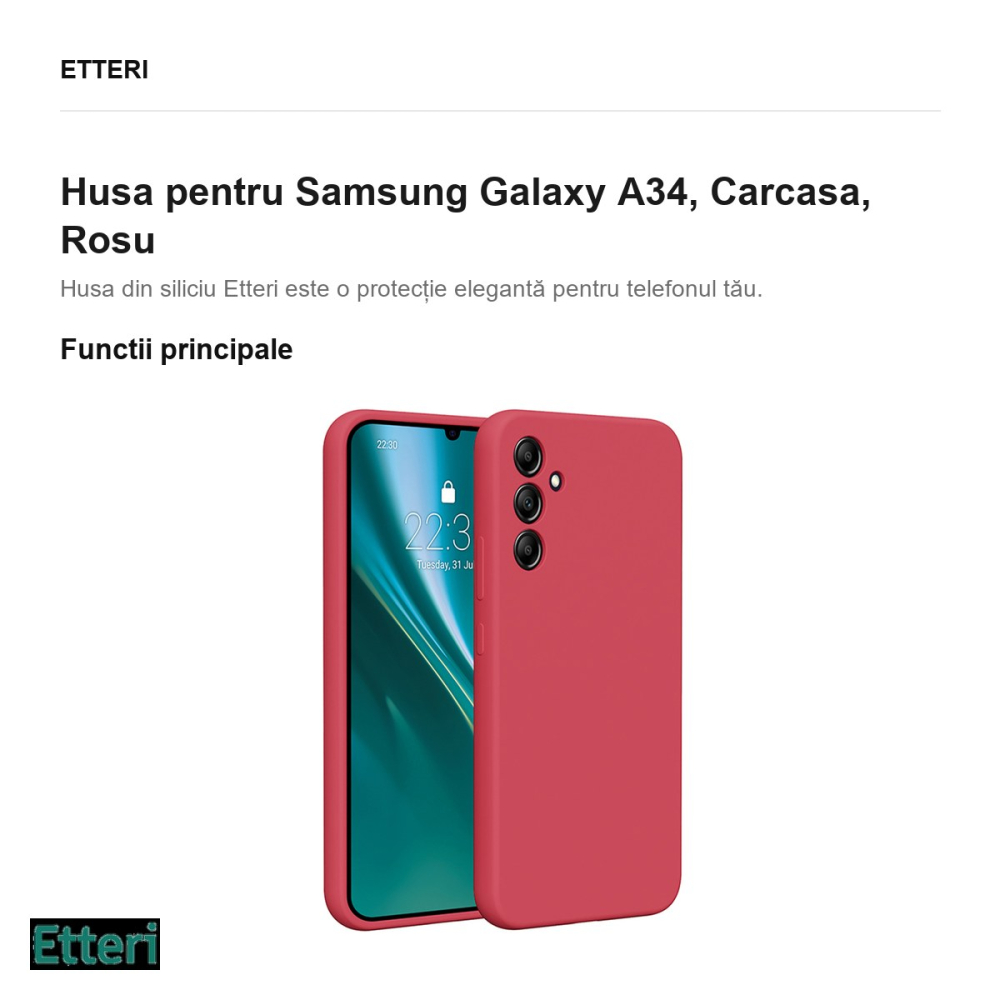 Husa Etteri Silicone raspberry pentru Samsung Galaxy A34, Carcasa, Rosu [2]