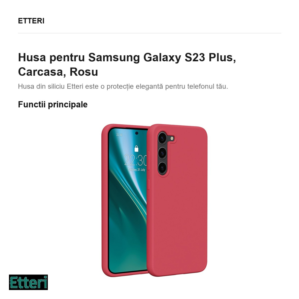 Husa Etteri Silicone raspberry pentru Samsung Galaxy S23 Plus, Carcasa, Rosu [2]