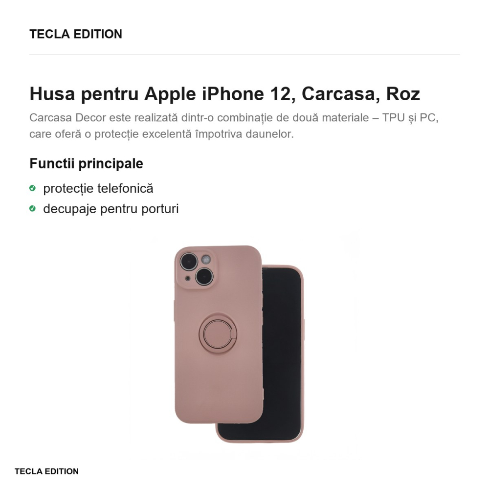 Husa Finger Grip pentru Apple iPhone 12, Carcasa, Roz [2]