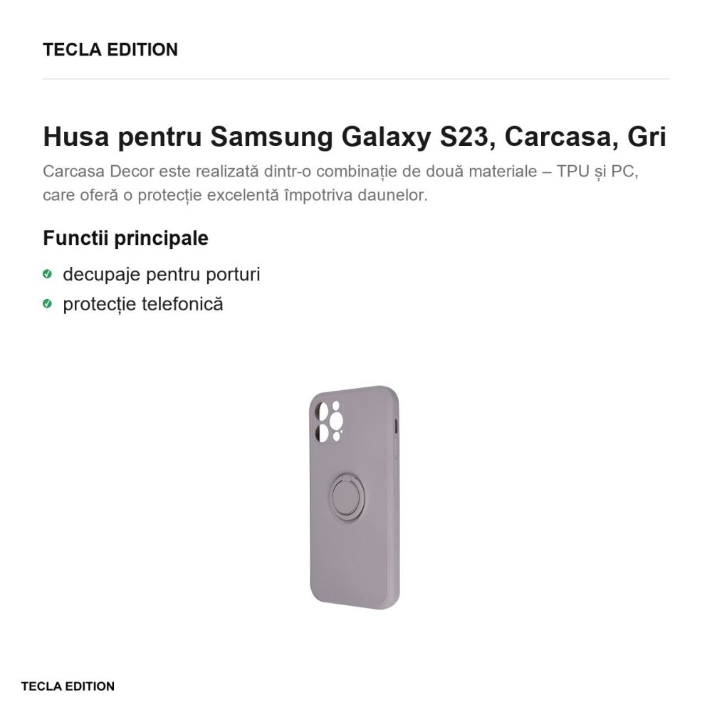 Husa Finger Grip pentru Samsung Galaxy S23, Carcasa magnetica, Gri [2]