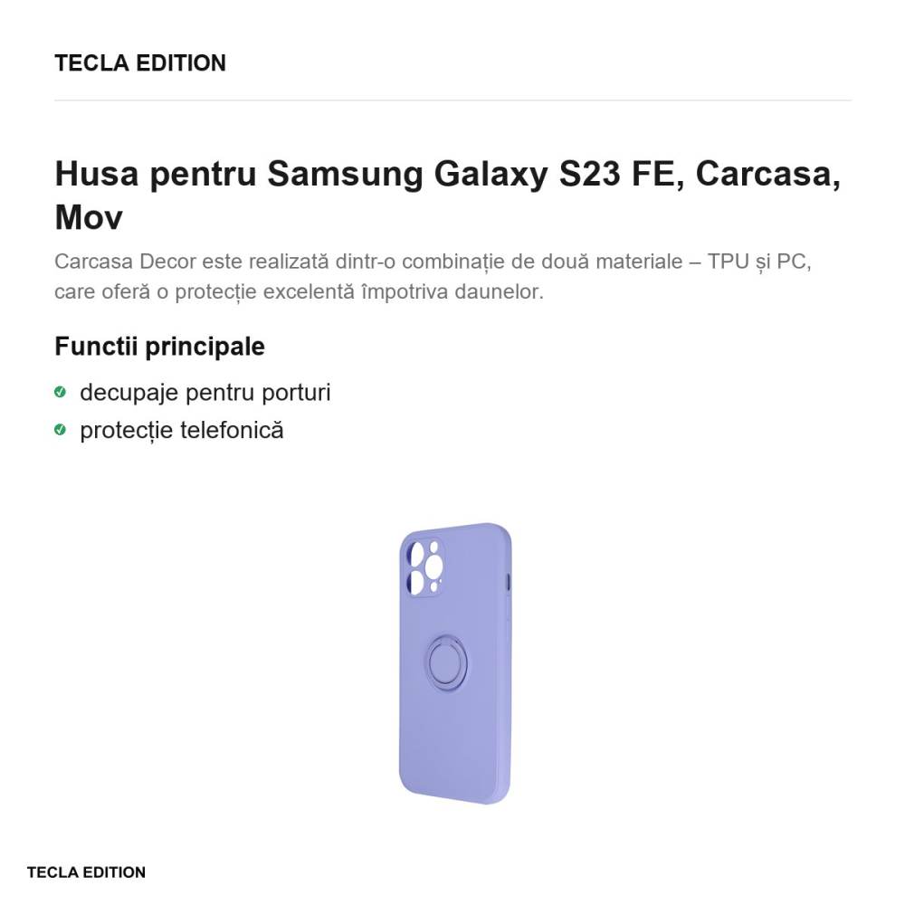 Husa Finger Grip pentru Samsung Galaxy S23 FE, Carcasa magnetica, Mov [2]