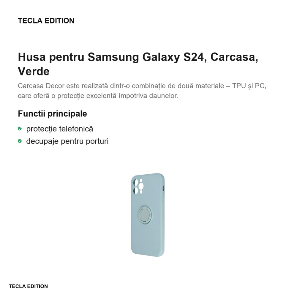 Husa Finger Grip pentru Samsung Galaxy S24, Carcasa, Verde [2]