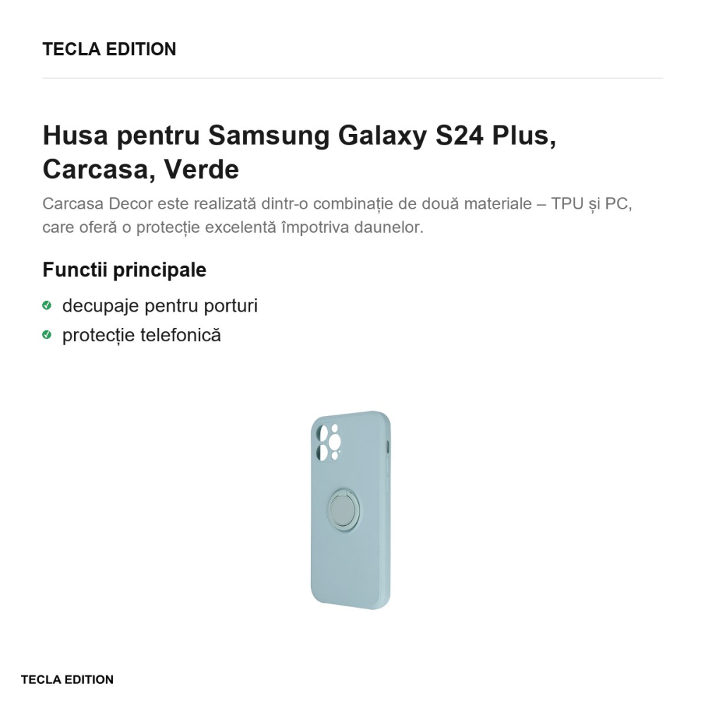 Husa Finger Grip pentru Samsung Galaxy S24 Plus, Carcasa magnetica, Verde [2]