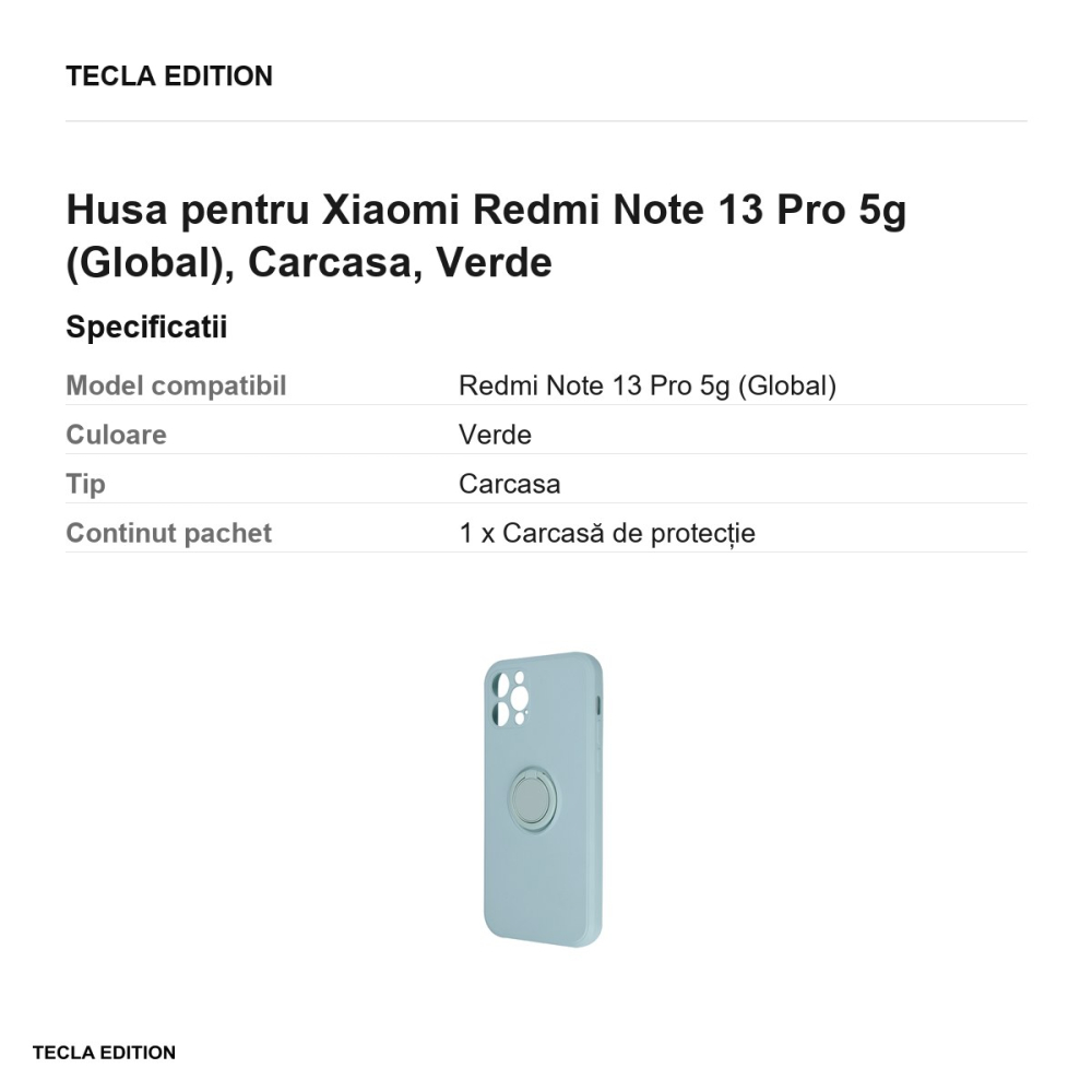 Husa Finger Grip pentru Xiaomi Redmi Note 13 Pro 5g (Global), Carcasa, Verde [3]